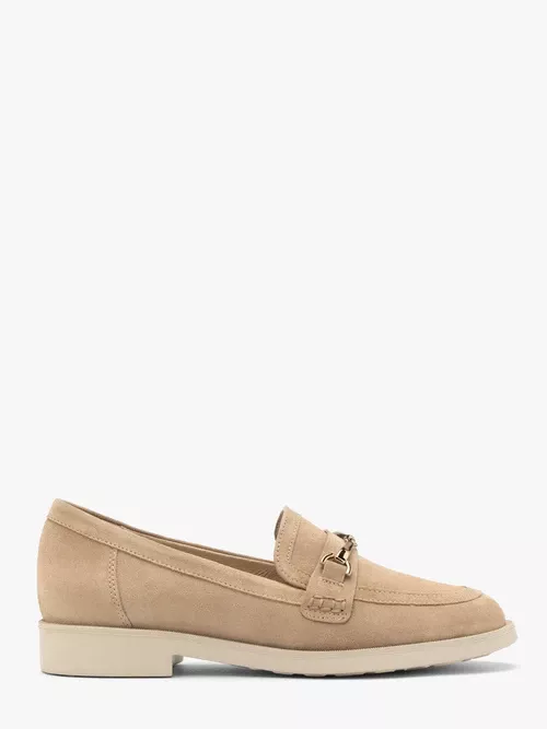 Piaskowe mokasyny ze skóry welurowej