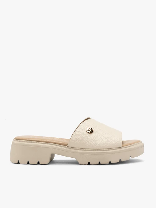 Kremowe klapki damskie z platformą