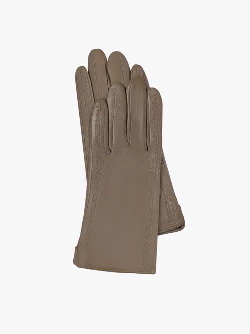 Beżowe skórzane rękawiczki damskie