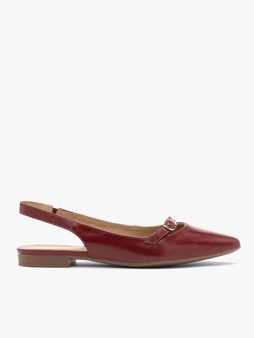 Bordowe baleriny z odkrytą piętą