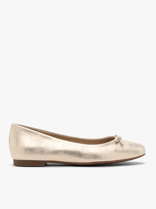 Platynowe baleriny z kokardą
