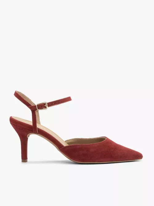 Bordowe czółenka slingback bez pięty