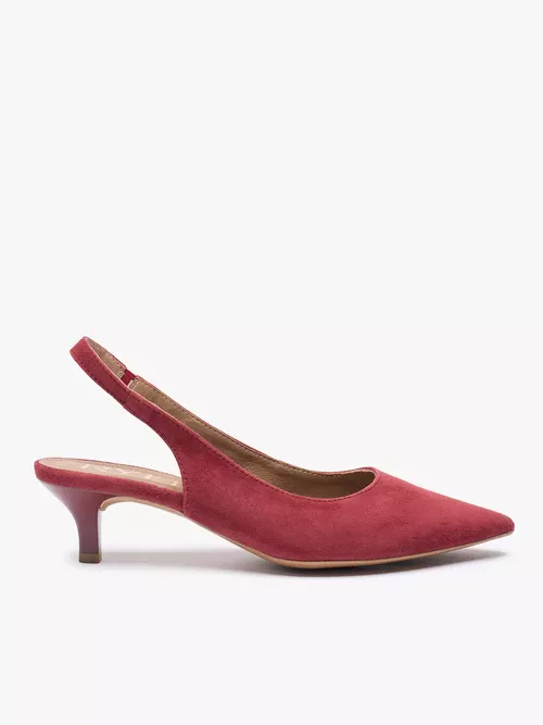 Bordowe czółenka bez pięty slingback