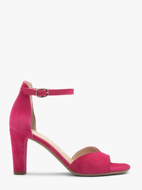 Fuksjowe sandały damskie na słupku