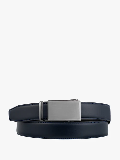 Granatowy pasek ze skóry licowej