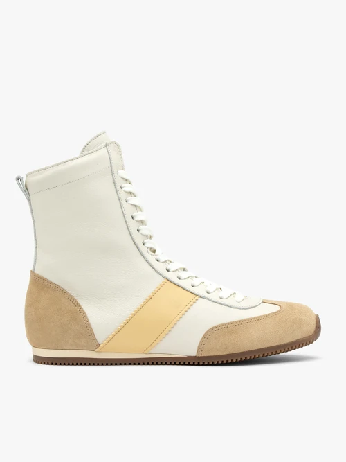 Biało-beżowe buty sportowe za kostkę