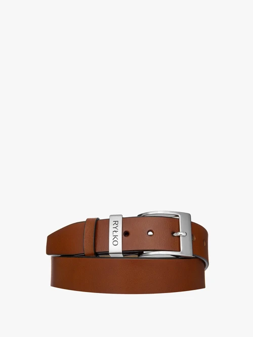 Rudy pasek męski z logotypem na klamrze