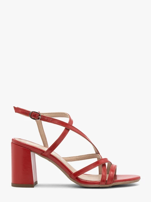 Czerwone sandały damskie na stabilnym obcasie