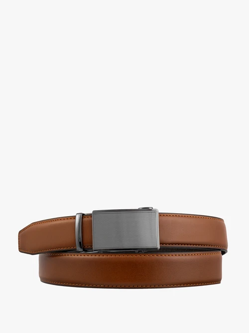 Rudy pasek ze skóry licowej