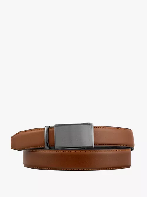 Rudy pasek ze skóry licowej