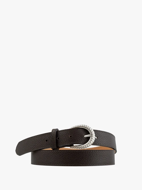 Ciemnobrązowy pasek ze skóry licowej