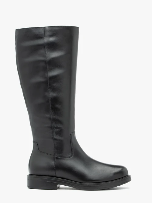 Czarne kozaki ze skóry licowej