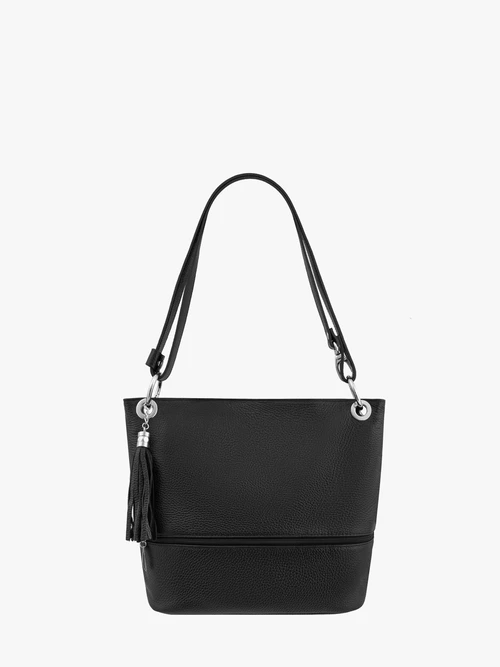 Czarna torebka z frędzlem