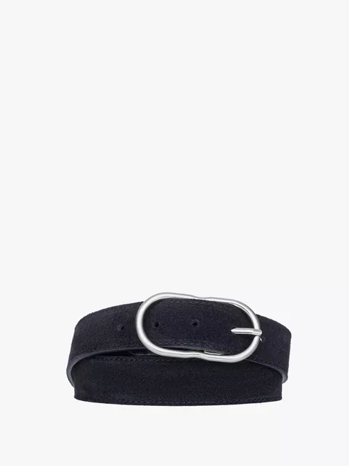 Czarny welurowy pasek damski ze srebrną klamrą