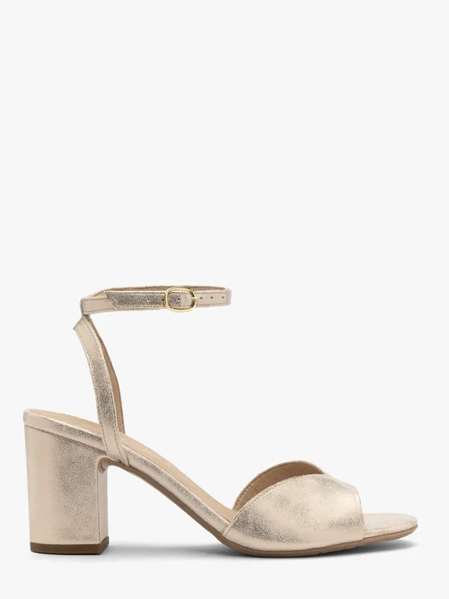 Platynowe sandały damskie na obcasie