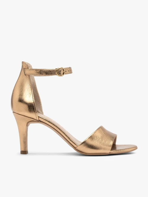Złote sandały na szpilce