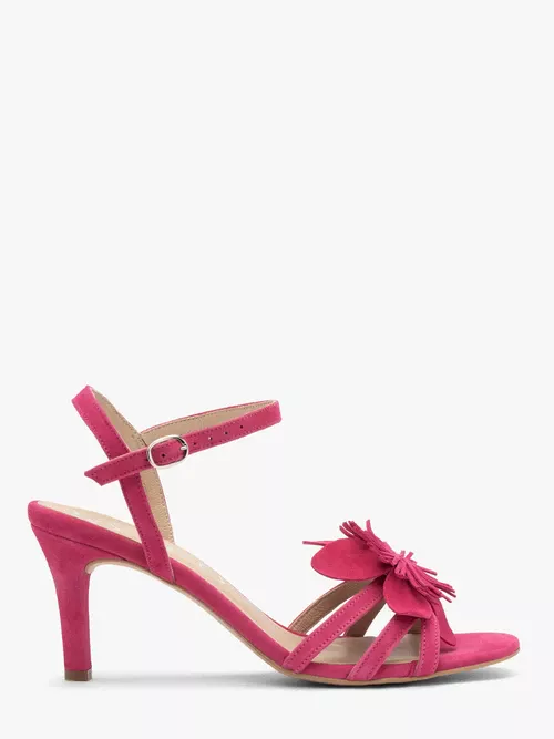 Fuksjowe sandały damskie na szpilce