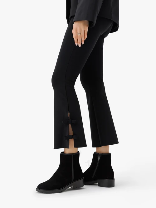 Czarne botki ze skóry welurowej