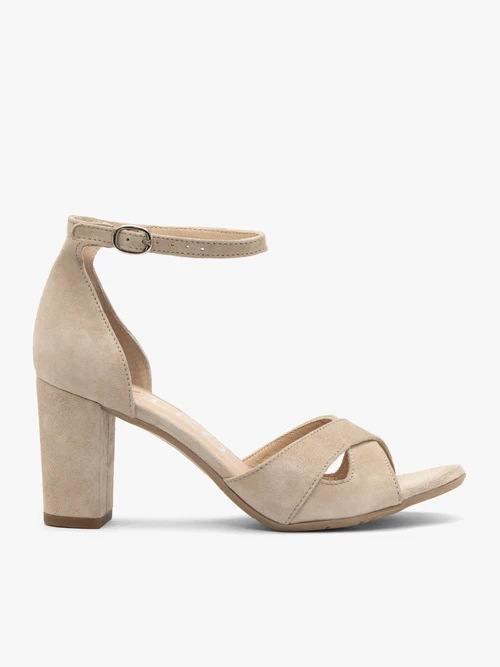 Beżowe sandały damskie na obcasie