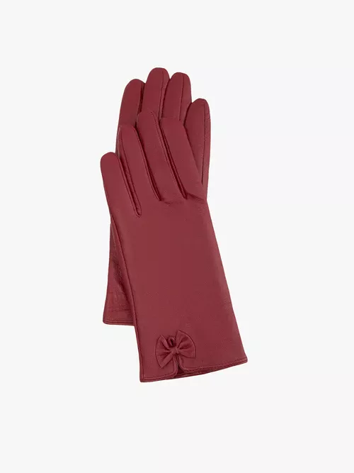 Bordowe rękawiczki ze skóry licowej