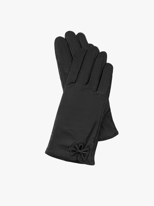 Czarne rękawiczki ze skóry licowej