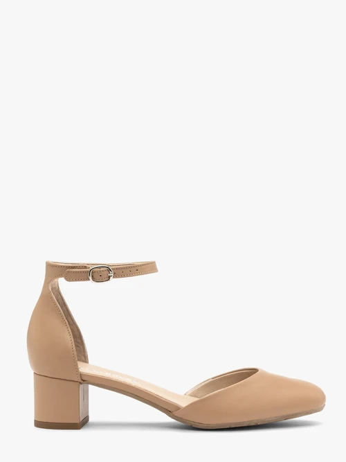 Beżowe czółenka z paskiem wokół kostki