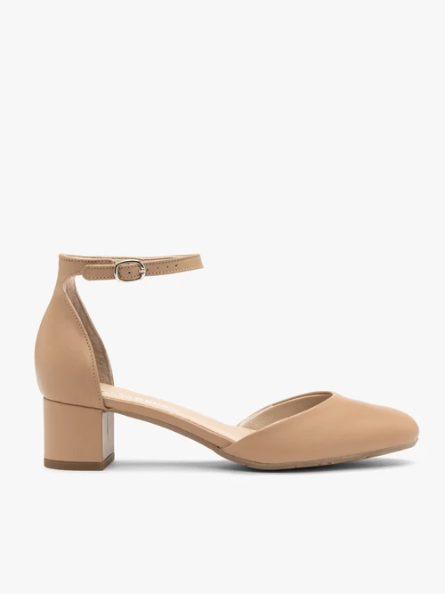 Beżowe czółenka z paskiem wokół kostki