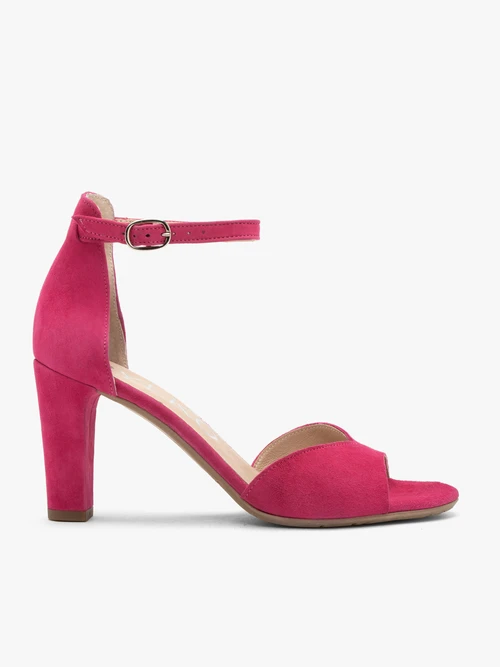 Fuksjowe sandały damskie na słupku