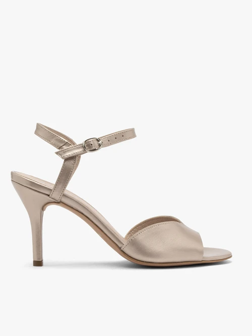 Platynowe sandały damskie na szpilce