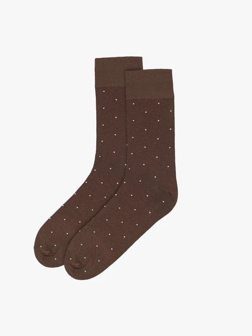 Brązowe skarpety męskie w kropki