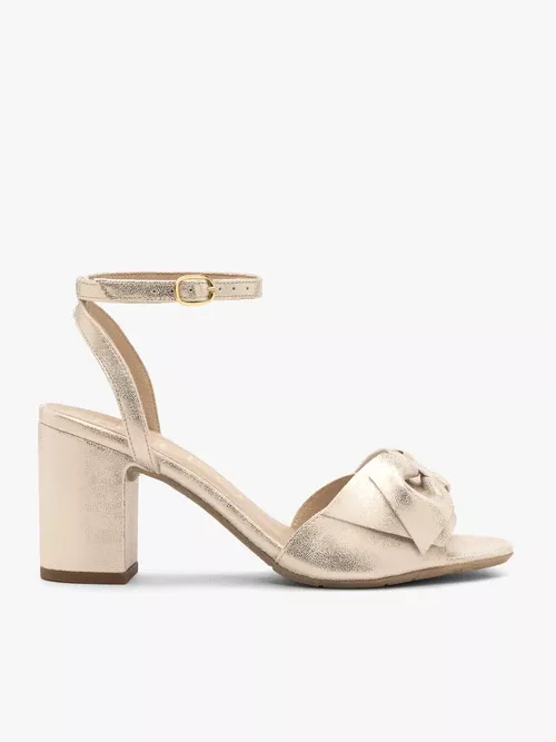 Platynowe sandały damskie na obcasie