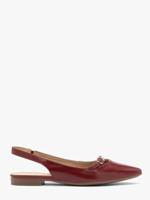 Bordowe baleriny z odkrytą piętą