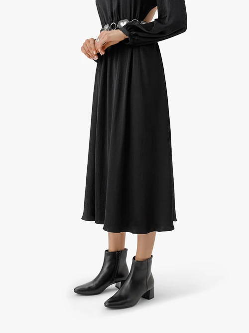 Czarne botki ze skóry licowej