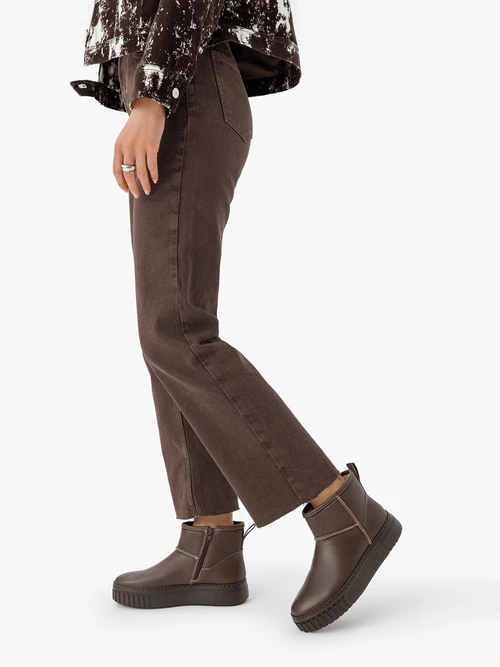 Śniegowce brązowe ocieplane ze skóry licowej