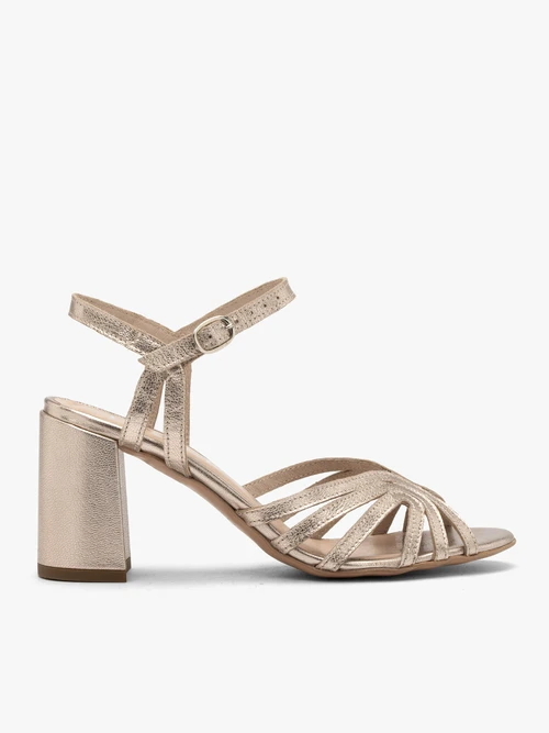 Platynowe sandały damskie na słupku