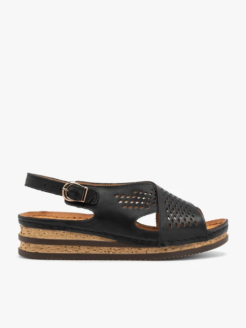 Czarne wycinane sandały damskie