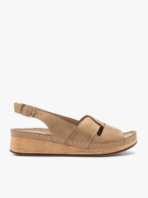 Beżowe sandały damskie z platformą