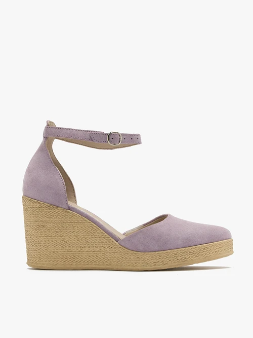 Liliowe dwuczęściowe czółenka na platformie