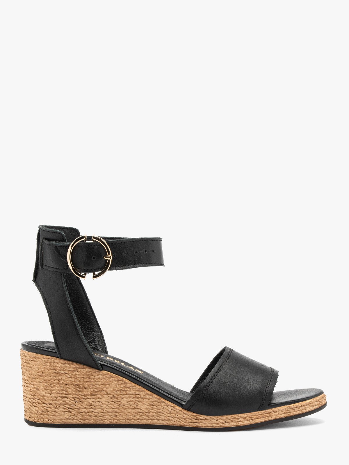 Czarne sandały damskie na sznurkowym obcasie HAYLEY