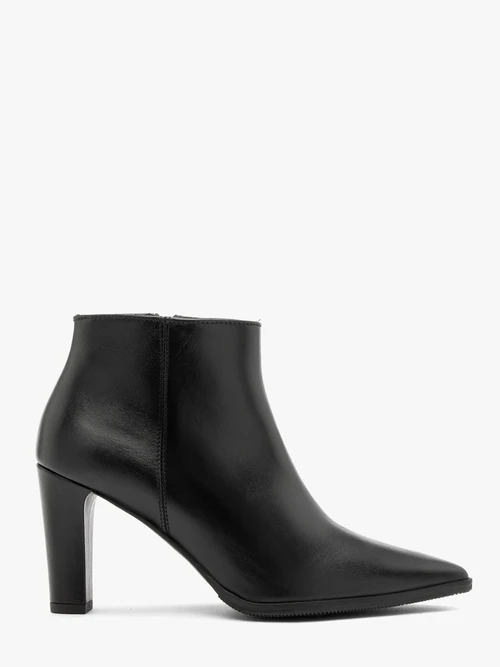 Czarne botki skórzane na słupku