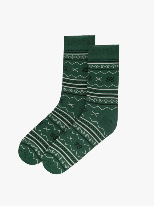 Zielone bawełniane skarpety męskie w dekoracyjny print