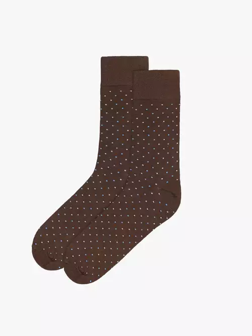 Brązowe skarpety męskie w kropki