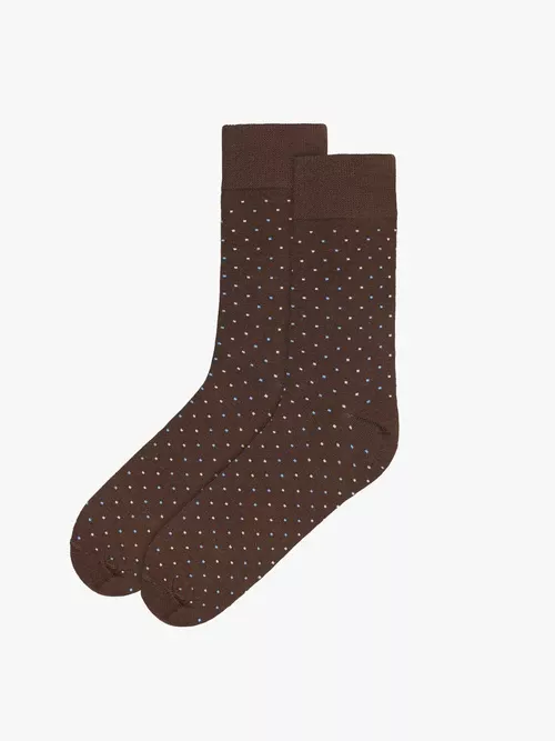 Brązowe skarpety męskie w kropki