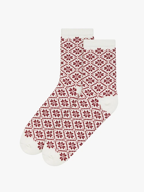 Białe skarpetki świąteczne unisex w skandynawski wzór