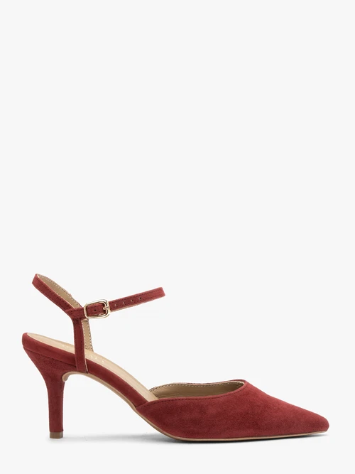 Bordowe czółenka slingback bez pięty