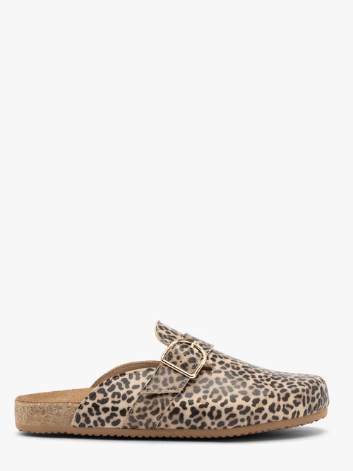 Mule damskie w panterkę