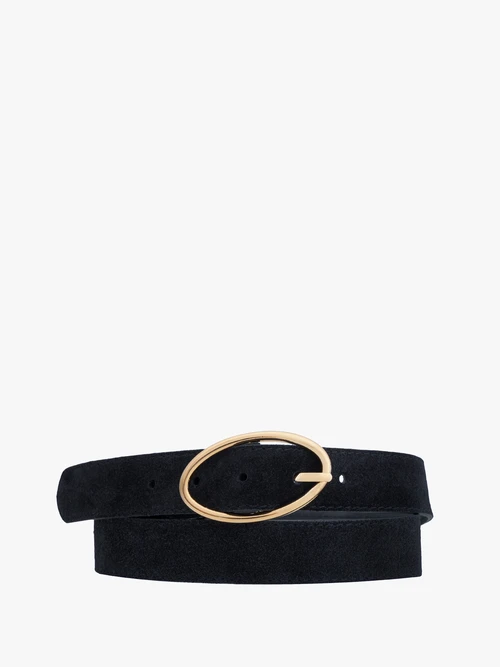 Czarny pasek ze złotą klamrą