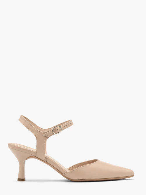 Beżowe czółenka na lakierowanym obcasie