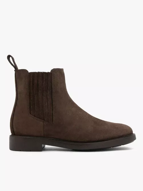 Brązowe ocieplane sztyblety ze skóry welurowej