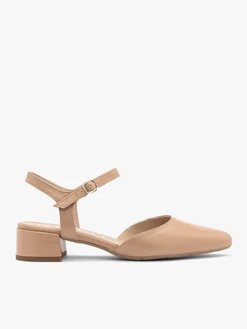 Beżowe czółenka z otwartą piętą